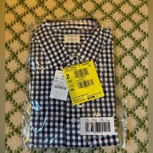 Kids Crewcuts BRAND new check button down shirt navy/white size 14